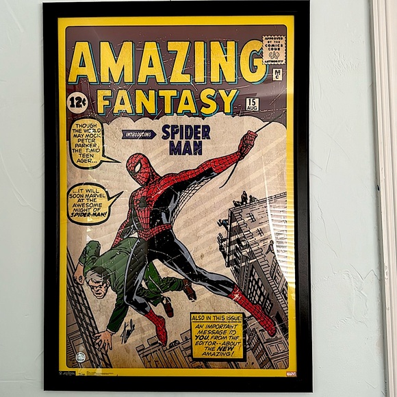 Authentic Amazing Spider Man introduction of the New Marvel Comic Poster.Framed